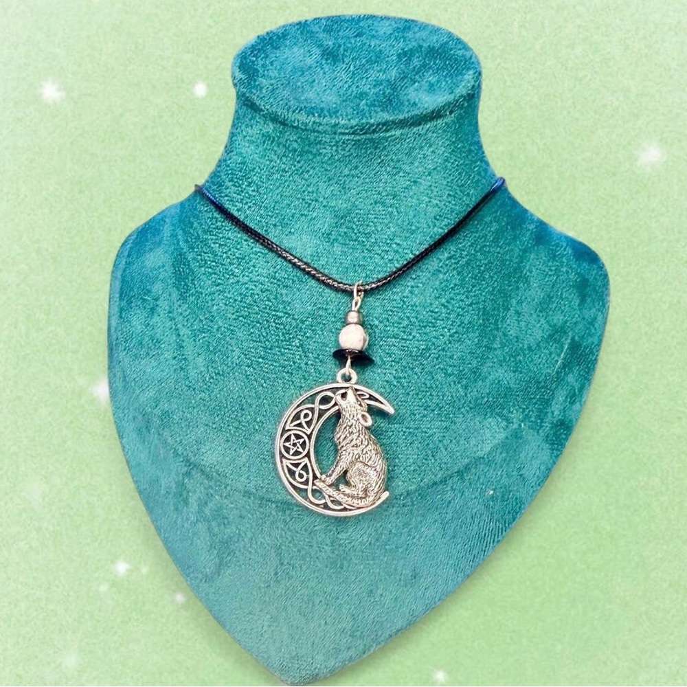Celtic Wolf moon necklace